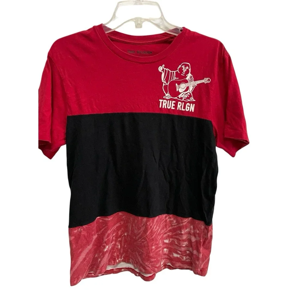 True Religion World Tour TRUE RLGN Buddha Guitar Red Black T Shirt‎ Small